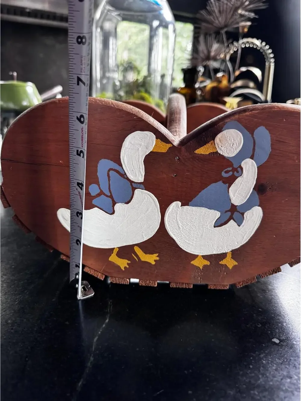 1980s Country Kitchen Wooden Goose Caddy